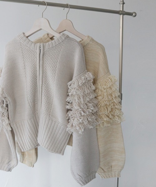 CLEIO（クレイオ）の「【CLEIO】前後2WAYループ編みカーディガン（ニット/セーター・レディース・ライトベージュ/ライトグレー・FREE）」の18枚目の写真