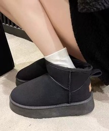 厚底 ボアムートンショートブーツ