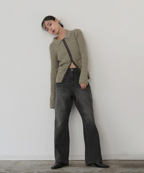 LIAN（リアン）の「サイドシームストレートワイドデニム（デニムパンツ・レディース・ブラック/ブルー・SMALL/MEDIUM）」の5枚目の写真