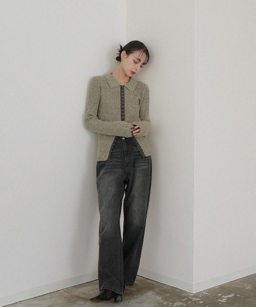 LIAN（リアン）の「サイドシームストレートワイドデニム（デニムパンツ・レディース・ブラック/ブルー・SMALL/MEDIUM）」の8枚目の写真