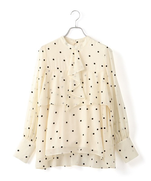 VIS（ビス）の「【洗える】フロッキードットドレープタイブラウス（シャツ/ブラウス・レディース・ネイビー/クリーム・FREE）」の18枚目の写真