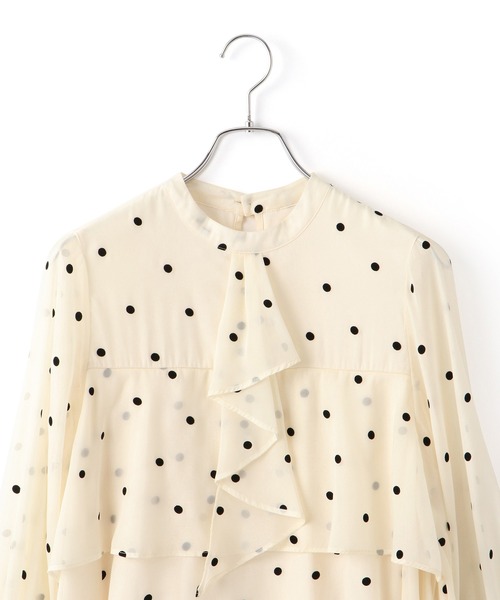 VIS（ビス）の「【洗える】フロッキードットドレープタイブラウス（シャツ/ブラウス・レディース・ネイビー/クリーム・FREE）」の16枚目の写真