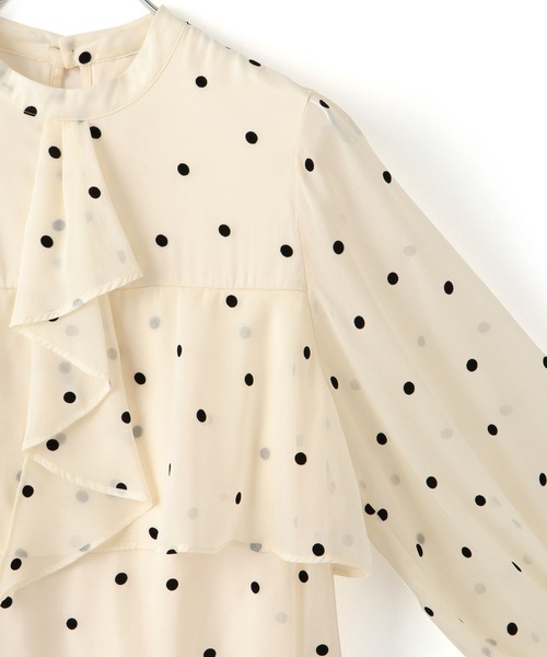 VIS（ビス）の「【洗える】フロッキードットドレープタイブラウス（シャツ/ブラウス・レディース・ネイビー/クリーム・FREE）」の14枚目の写真