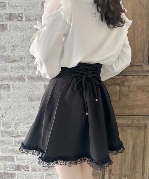 ★美品★ ROJITA レースアップバックフリルブルゾン ★ ロジータ ROJITA レースアップバックフリルブルゾン （ブラック