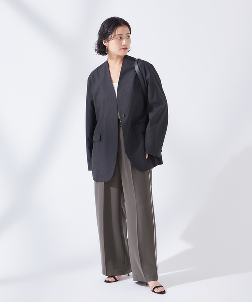 journal standard L'essage(ジャーナルスタンダードレサージュ)の「ミリオーネツイル ラインパンツ(スラックス・レディース・グレー/ネイビー・38/36)」の3枚目の写真