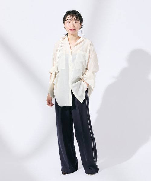 journal standard L'essage(ジャーナルスタンダードレサージュ)の「ミリオーネツイル ラインパンツ(スラックス・レディース・グレー/ネイビー・38/36)」の10枚目の写真