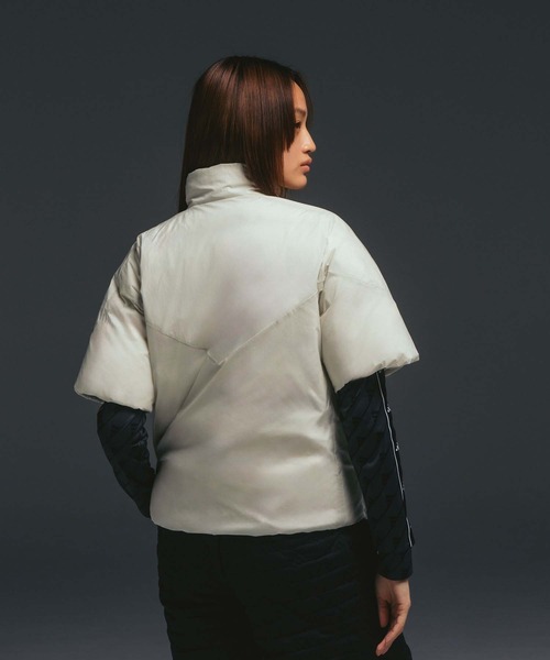 セール】撥水 ハイネック フルジップ半袖ダウンジャケット【adidas