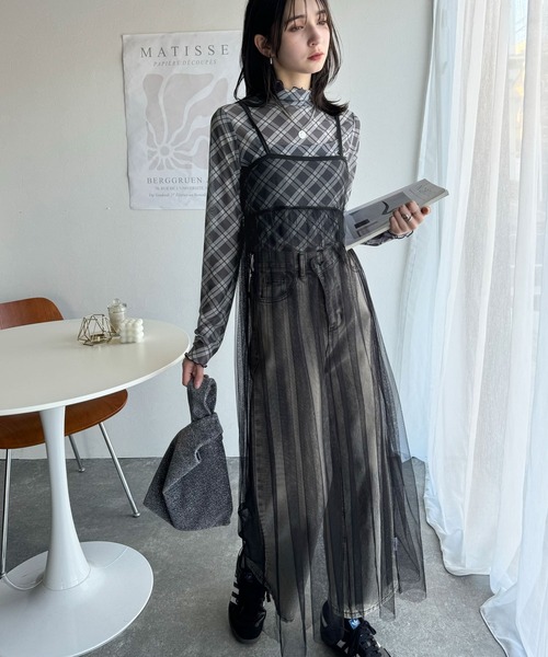 classicalelf(クラシカルエルフ)の「洗練された魅力を引き出す。チェックシアーハイネックメロウトップス(長袖)(Tシャツ/カットソー・レディース・ブラウン/レッド/ブラック・LARGE/MEDIUM/SMALL/X-LARGE)」の6枚目の写真
