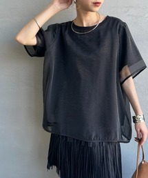 [nenom/ネノム] 重ね着風 オーガンジーレイヤードシアーＴシャツ
