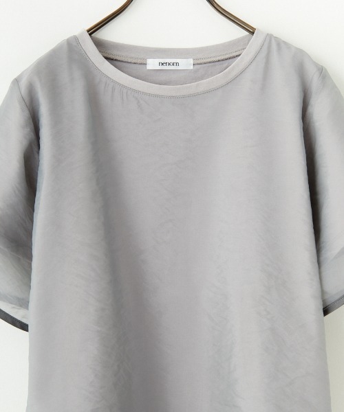 nenom（ネノム）の「[nenom/ネノム] 重ね着風 オーガンジーレイヤードシアーＴシャツ（Tシャツ/カットソー・レディース・グレー/オフホワイト/ブラック・F）」の5枚目の写真