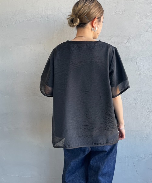 nenom/ネノム] 重ね着風 オーガンジーレイヤードシアーTシャツ