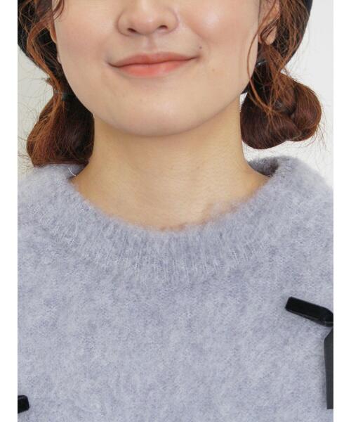 Samansa Mos2（サマンサ モスモス）の「ベロアリボン付ニット（ニット/セーター・レディース・チャコールグレー/サックスブルー/キナリ・F）」の12枚目の写真