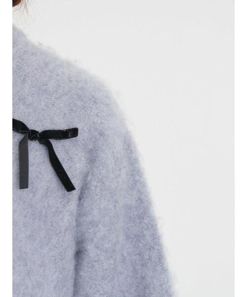 Samansa Mos2（サマンサ モスモス）の「ベロアリボン付ニット（ニット/セーター・レディース・チャコールグレー/サックスブルー/キナリ・F）」の13枚目の写真