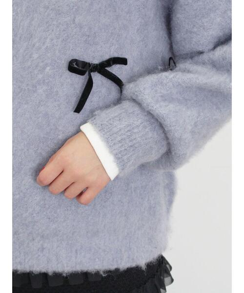 Samansa Mos2（サマンサ モスモス）の「ベロアリボン付ニット（ニット/セーター・レディース・チャコールグレー/サックスブルー/キナリ・F）」の14枚目の写真