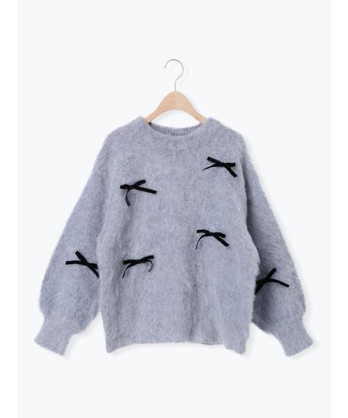 Samansa Mos2（サマンサ モスモス）の「ベロアリボン付ニット（ニット/セーター・レディース・チャコールグレー/サックスブルー/キナリ・F）」の18枚目の写真