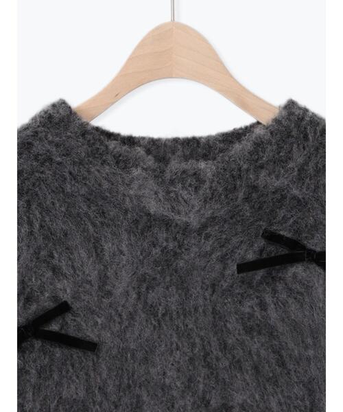 Samansa Mos2（サマンサ モスモス）の「ベロアリボン付ニット（ニット/セーター・レディース・チャコールグレー/サックスブルー/キナリ・F）」の22枚目の写真