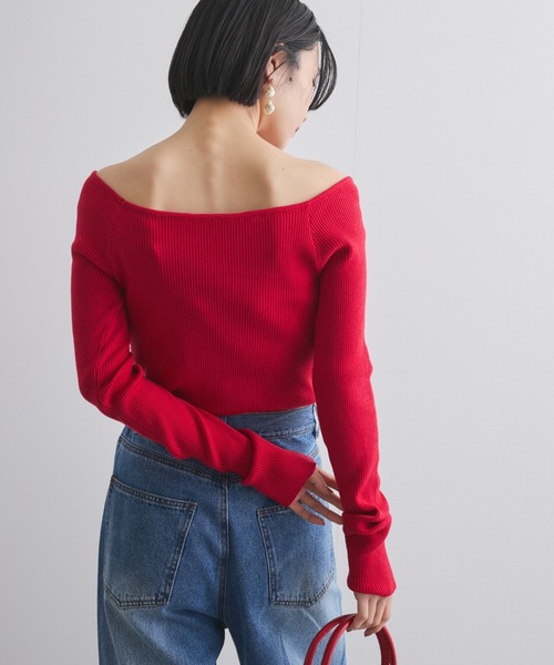 QUEENS COURT（クイーンズコート）の「オフショルリブニット≪手洗い可能≫（ニット/セーター・レディース・ピンク/レッド/オフホワイト/ブラック・M）」の14枚目の写真