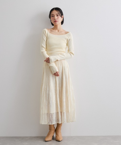 QUEENS COURT（クイーンズコート）の「オフショルリブニット≪手洗い可能≫（ニット/セーター・レディース・ピンク/レッド/オフホワイト/ブラック・M）」の8枚目の写真