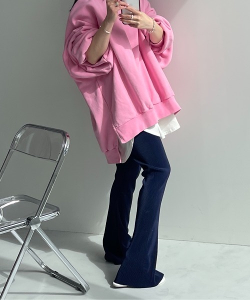 wee9s(ウィークス)の「【セルフカット可能】daily daily super stretch pleats flare pants / デイリーデイリースーパーストレッチプリーツフレアパンツ(その他パンツ・レディース・オフホワイト/ピンク/ネイビー/ブラック/ブルー/チェリーレッド・FREE)」の3枚目の写真