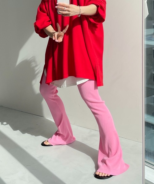 wee9s(ウィークス)の「【セルフカット可能】daily daily super stretch pleats flare pants / デイリーデイリースーパーストレッチプリーツフレアパンツ(その他パンツ・レディース・オフホワイト/ピンク/ネイビー/ブラック/ブルー/チェリーレッド・FREE)」の5枚目の写真