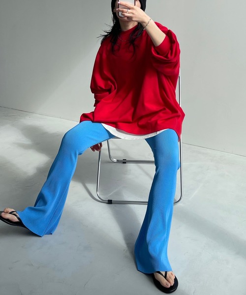 wee9s(ウィークス)の「【セルフカット可能】daily daily super stretch pleats flare pants / デイリーデイリースーパーストレッチプリーツフレアパンツ(その他パンツ・レディース・オフホワイト/ピンク/ネイビー/ブラック/ブルー/チェリーレッド・FREE)」の18枚目の写真