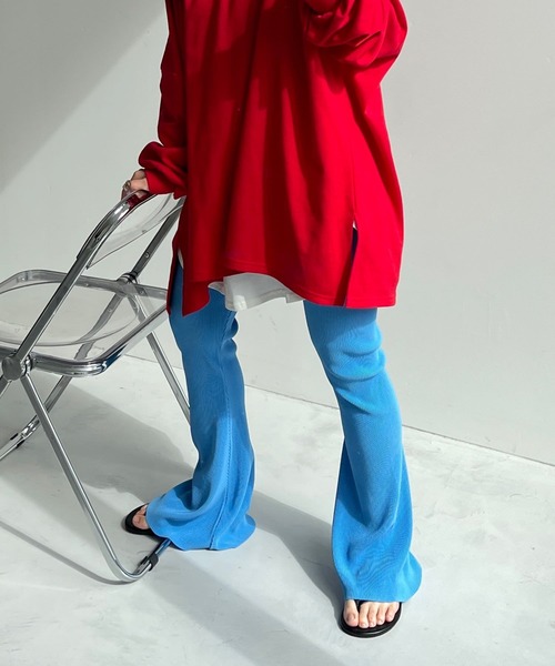 wee9s(ウィークス)の「【セルフカット可能】daily daily super stretch pleats flare pants / デイリーデイリースーパーストレッチプリーツフレアパンツ(その他パンツ・レディース・オフホワイト/ピンク/ネイビー/ブラック/ブルー/チェリーレッド・FREE)」の7枚目の写真