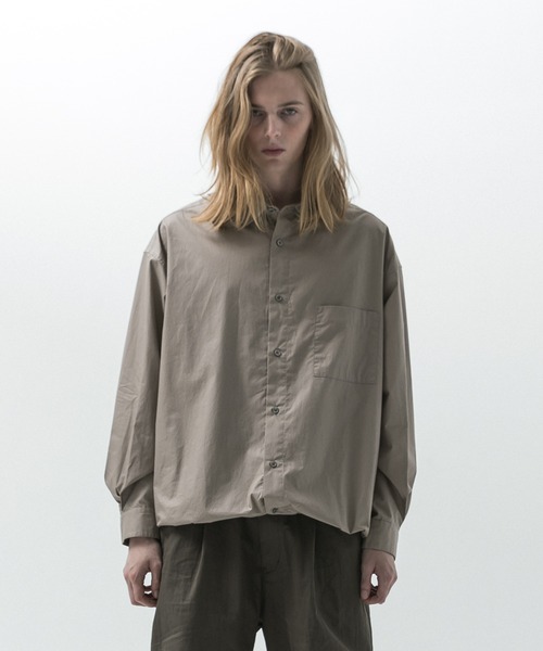 SLICK(スリック)の「【SLICK/スリック】Typewriter Drawstring Shirt / タイプライタードローストリングシャツ/オーバーサイズ シルエット / ドローコード(シャツ/ブラウス・メンズ・ブラック/スミクロ/グレイッシュベージュ・1/2/3)」の11枚目の写真