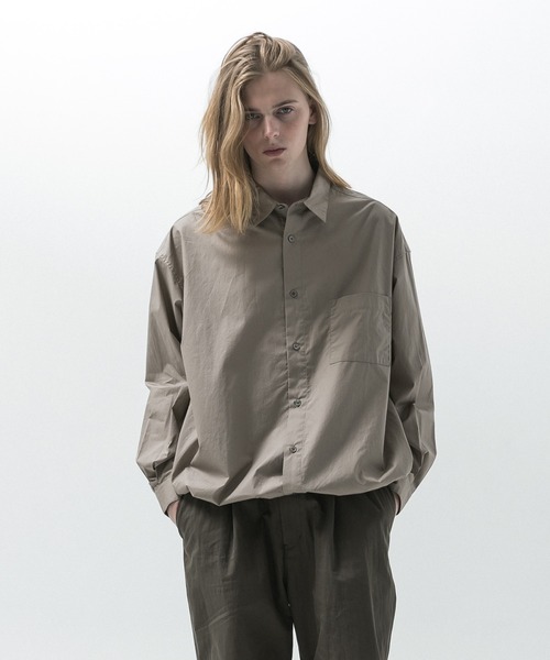 SLICK(スリック)の「【SLICK/スリック】Typewriter Drawstring Shirt / タイプライタードローストリングシャツ/オーバーサイズ シルエット / ドローコード(シャツ/ブラウス・メンズ・ブラック/スミクロ/グレイッシュベージュ・1/2/3)」の10枚目の写真