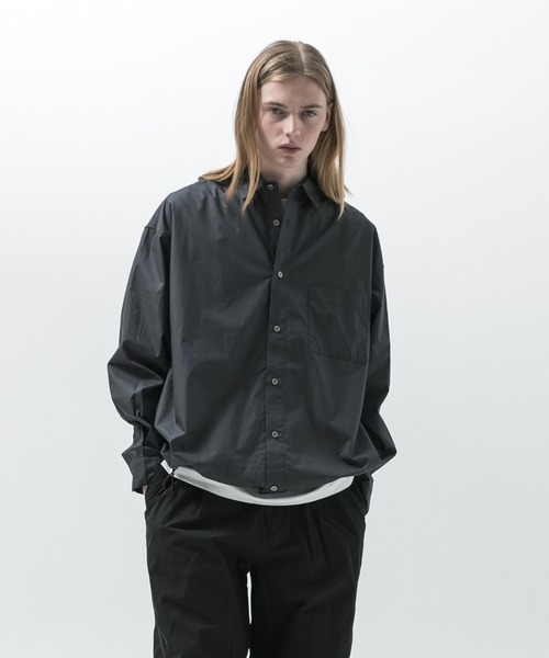 SLICK(スリック)の「【SLICK/スリック】Typewriter Drawstring Shirt / タイプライタードローストリングシャツ/オーバーサイズ シルエット / ドローコード(シャツ/ブラウス・メンズ・ブラック/スミクロ/グレイッシュベージュ・1/2/3)」の18枚目の写真