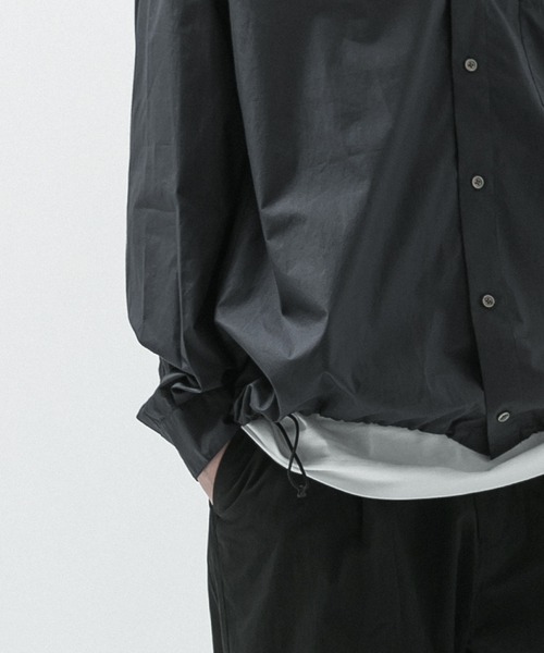 SLICK(スリック)の「【SLICK/スリック】Typewriter Drawstring Shirt / タイプライタードローストリングシャツ/オーバーサイズ シルエット / ドローコード(シャツ/ブラウス・メンズ・ブラック/スミクロ/グレイッシュベージュ・1/2/3)」の13枚目の写真