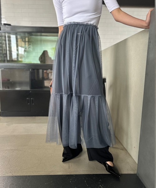 Kotoe（コトエ）の「シースルー レイヤード ティアードロングスカート（スカート・レディース・オフホワイト/グレー/レッド/ブラック・FREE）」の3枚目の写真