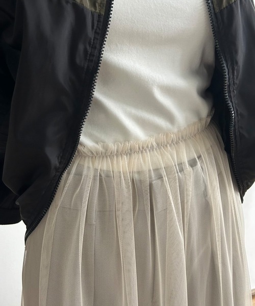 Kotoe（コトエ）の「シースルー レイヤード ティアードロングスカート（スカート・レディース・オフホワイト/グレー/レッド/ブラック・FREE）」の13枚目の写真