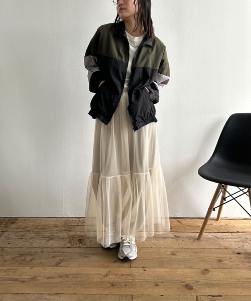 Kotoe（コトエ）の「シースルー レイヤード ティアードロングスカート（スカート・レディース・オフホワイト/グレー/レッド/ブラック・FREE）」の6枚目の写真