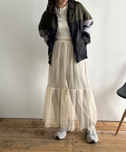 Kotoe（コトエ）の「シースルー レイヤード ティアードロングスカート（スカート・レディース・オフホワイト/グレー/レッド/ブラック・FREE）」の8枚目の写真