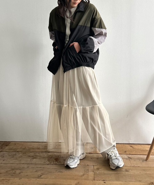 Kotoe（コトエ）の「シースルー レイヤード ティアードロングスカート（スカート・レディース・オフホワイト/グレー/レッド/ブラック・FREE）」の9枚目の写真