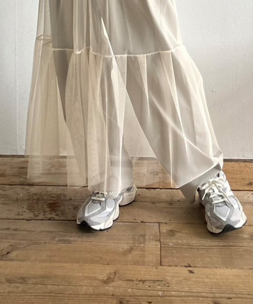 Kotoe（コトエ）の「シースルー レイヤード ティアードロングスカート（スカート・レディース・オフホワイト/グレー/レッド/ブラック・FREE）」の10枚目の写真