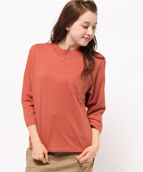 Kastane(カスタネ)の「クルーリブ7分袖TEE(Tシャツ/カットソー・レディース・カーキ/アイボリー/グレー/ネイビー/ピンク・FREE)」の17枚目の写真