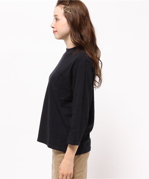 Kastane(カスタネ)の「クルーリブ7分袖TEE(Tシャツ/カットソー・レディース・カーキ/アイボリー/グレー/ネイビー/ピンク・FREE)」の7枚目の写真