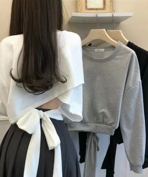 Per sist ence（パーシエンス）の「バックリボントレーナー（スウェット・レディース・ブラック/ホワイト/グレー・MEDIUM/LARGE）」の5枚目の写真