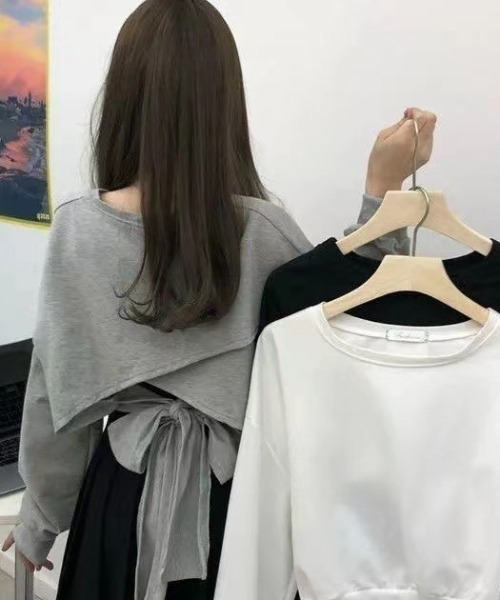 Per sist ence（パーシエンス）の「バックリボントレーナー（スウェット・レディース・ブラック/ホワイト/グレー・MEDIUM/LARGE）」の10枚目の写真