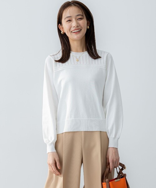 透かし柄 ニットプルオーバー