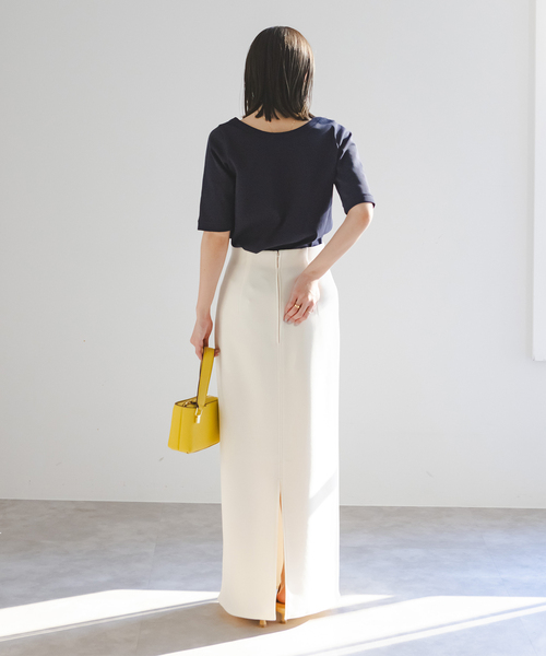 Noble(ノーブル)の「《追加》スビンコットンソフトスクエアーネックTシャツ(Tシャツ/カットソー・レディース・ピンク/ネイビー/ホワイト/ブラック・FREE)」の19枚目の写真