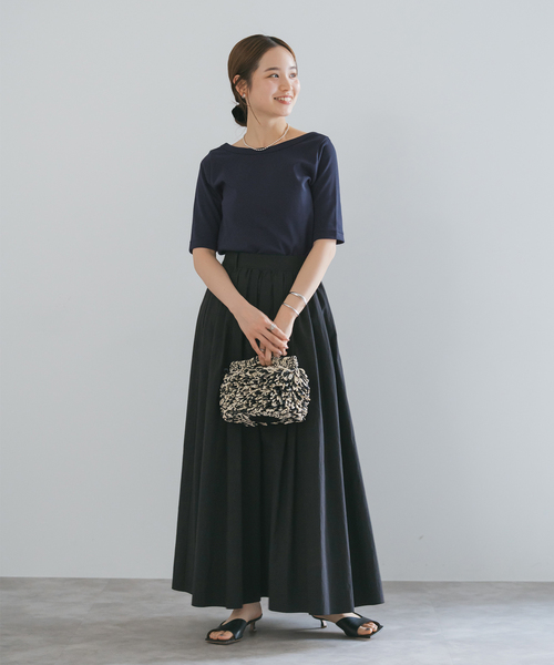 Noble(ノーブル)の「《追加》スビンコットンソフトスクエアーネックTシャツ(Tシャツ/カットソー・レディース・ピンク/ネイビー/ホワイト/ブラック・FREE)」の21枚目の写真