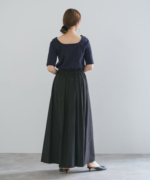 Noble(ノーブル)の「《追加》スビンコットンソフトスクエアーネックTシャツ(Tシャツ/カットソー・レディース・ピンク/ネイビー/ホワイト/ブラック・FREE)」の22枚目の写真