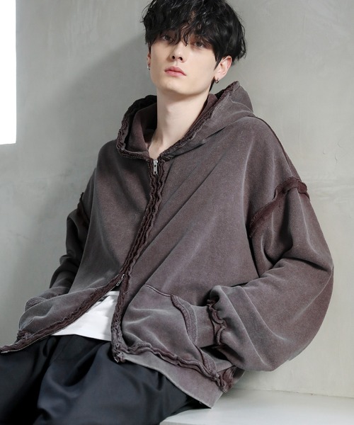 セール】ピグメントスウェットフリンジZIPパーカー（パーカー