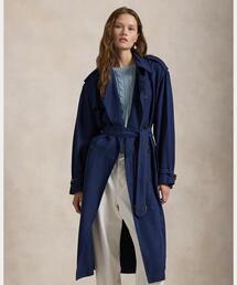 ラルフローレン 13号サイズレディース へリンボーン柄ロングトレンチ風コート 限定セール!Ralph Lauren(ラルフ)シンプルベルトトレンチコート (Ralph