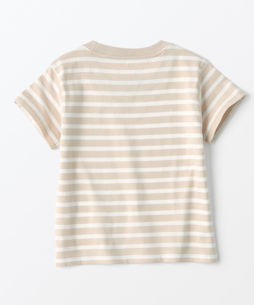 ベビー あたまするっと 天竺編みクルーネック半袖Tシャツ ボーダー（T