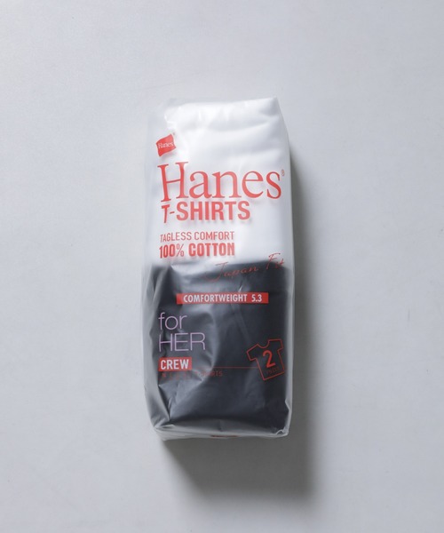 HANES(ヘインズ)の「Hanes/2P JapanFit for HER クルーネックTシャツ(Tシャツ/カットソー・レディース・プラチナム/その他1・M)」の1枚目の写真