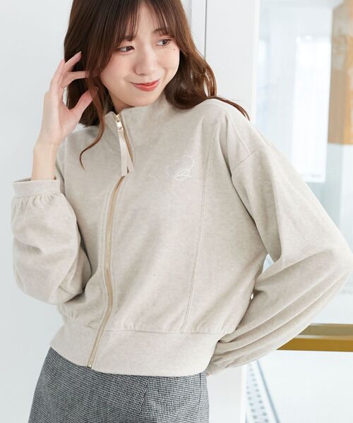 MAJESTIC LEGON(マジェスティックレゴン)の「ベロアトラックジャケット(Tシャツ/カットソー・レディース・ベージュ/ピンク/グレー・MEDIUM)」の2枚目の写真