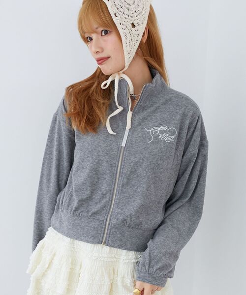 MAJESTIC LEGON(マジェスティックレゴン)の「ベロアトラックジャケット(Tシャツ/カットソー・レディース・ベージュ/ピンク/グレー・MEDIUM)」の1枚目の写真